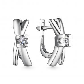 Серьги из белого золота АЛЬКОР с бриллиантом 25525-200 фото