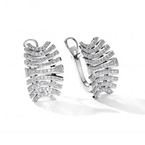 Серьги из белого золота АЛЬКОР с бриллиантом 25596-200 фото