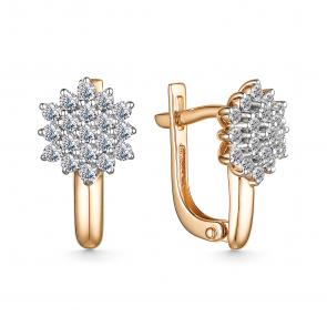 Золотые серьги АЛЬКОР с бриллиантом 25614-100 фото