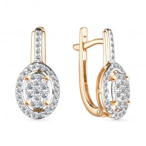 Золотые серьги АЛЬКОР с бриллиантом 25664-100 фото