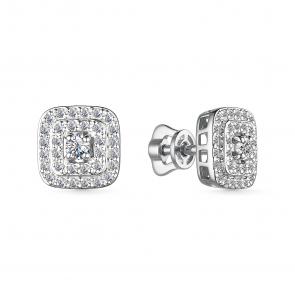 Серьги из белого золота АЛЬКОР с бриллиантом 25680-200 фото
