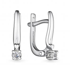 Серьги из белого золота АЛЬКОР с бриллиантом 25681-200 фото