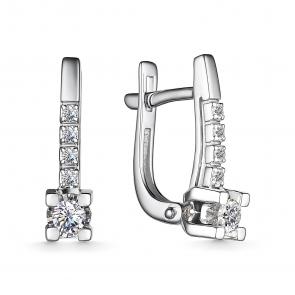 Серьги из белого золота АЛЬКОР с бриллиантом 25725-200 фото