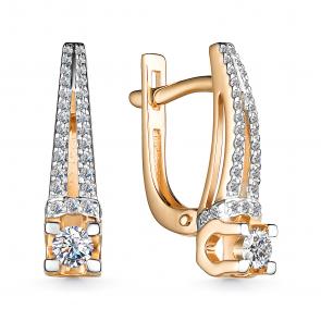 Золотые серьги АЛЬКОР с бриллиантом 25726-100 фото