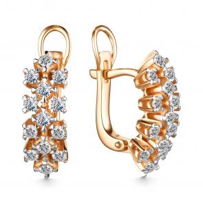 Золотые серьги АЛЬКОР с бриллиантом 25731-100 фото