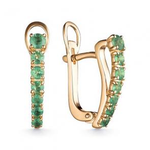 Золотые серьги АЛЬКОР с изумрудом 25733-101 фото
