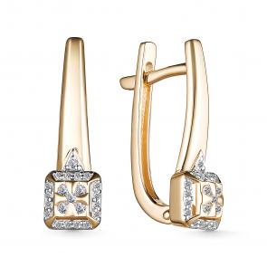 Золотые серьги АЛЬКОР с бриллиантом 25740-100 фото