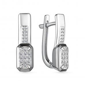 Серьги из белого золота АЛЬКОР с бриллиантом 25743-200 фото