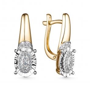 Серьги из лимонного золота АЛЬКОР с бриллиантом 25745-300 фото