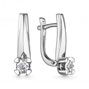 Серьги из белого золота АЛЬКОР с бриллиантом 25746-200 фото