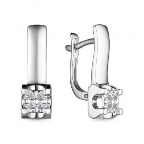 Серьги из белого золота АЛЬКОР с бриллиантом 25747-200 фото
