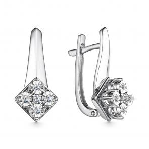 Серьги из белого золота АЛЬКОР с бриллиантом 25748-200 фото