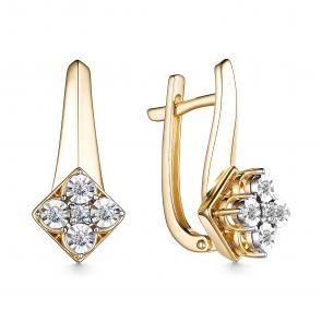 Серьги из лимонного золота АЛЬКОР с бриллиантом 25748-300 фото