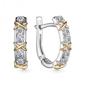 Серьги из белого золота АЛЬКОР с бриллиантом 25759-Л00 фото