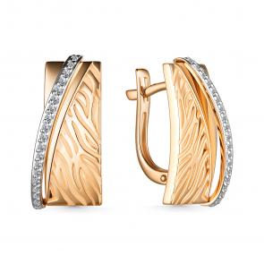 Золотые серьги АЛЬКОР с бриллиантом 25797-100 фото