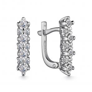 Серьги из белого золота АЛЬКОР с бриллиантом 25827-200 фото