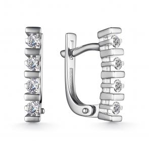 Серьги из белого золота АЛЬКОР с бриллиантом 25830-200 фото