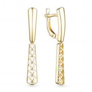 Серьги из лимонного золота АЛЬКОР с бриллиантом 25844-300 фото