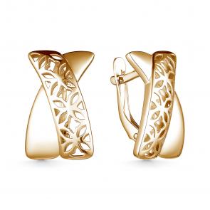 Золотые серьги АЛЬКОР с бриллиантом 25849-100 фото