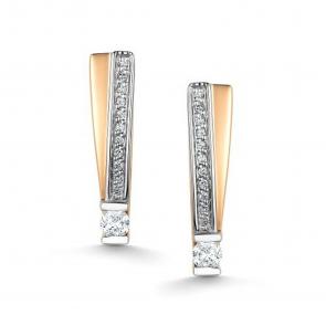 Золотые серьги АЛЬКОР с бриллиантом 25883-100 фото