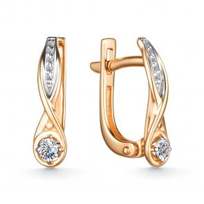 Золотые серьги АЛЬКОР с бриллиантом 25888-100 фото