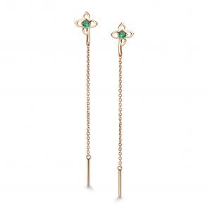 Золотые серьги АЛЬКОР с изумрудом 25945-101 фото