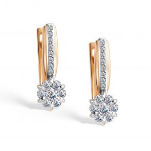 Золотые серьги АЛЬКОР с бриллиантом 25952-100 фото