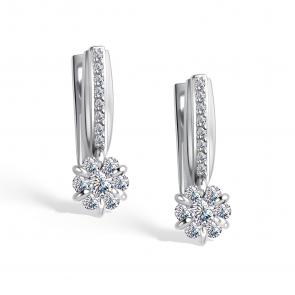 Серьги из белого золота АЛЬКОР с бриллиантом 25952-200 фото