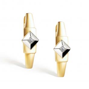 Серьги из лимонного золота АЛЬКОР с бриллиантом 25959-300 фото