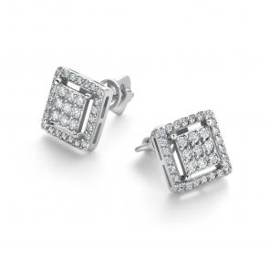 Серьги из белого золота АЛЬКОР с бриллиантом 25976-200 фото
