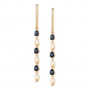 Золотые серьги АЛЬКОР с сапфиром 25982-102 фото