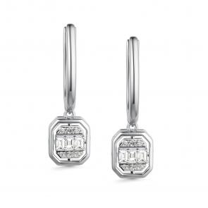 Серьги из белого золота АЛЬКОР с бриллиантом 26004-200 фото