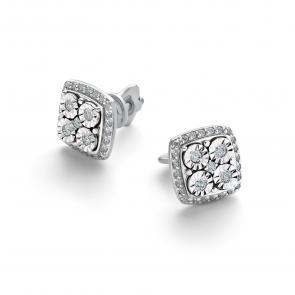 Серьги из белого золота АЛЬКОР с бриллиантом 26016-200 фото