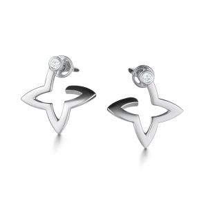 Серьги из белого золота АЛЬКОР с бриллиантом 26037-200 фото