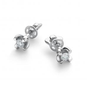 Серьги из белого золота АЛЬКОР с бриллиантом 26047-200 фото