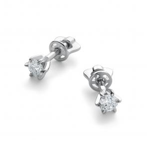 Серьги из белого золота АЛЬКОР с бриллиантом 26048-200 фото