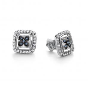 Серьги из белого золота АЛЬКОР с бриллиантом и сапфиром 26096-202 фото