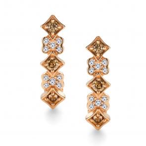 Золотые серьги АЛЬКОР с бриллиантом и коньячным бриллиантом 26098-118 фото