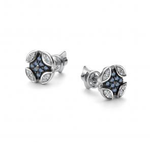 Серьги из белого золота АЛЬКОР с бриллиантом и сапфиром 26103-202 фото