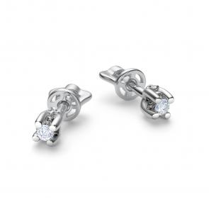 Серьги из белого золота АЛЬКОР с бриллиантом 26111-200 фото