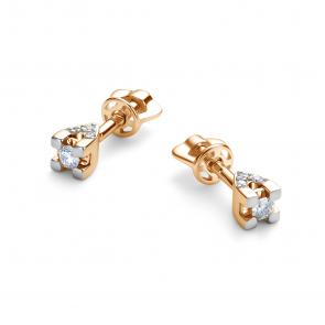 Золотые серьги АЛЬКОР с бриллиантом 26113-100 фото