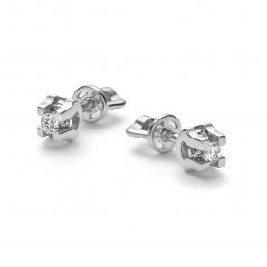 Серьги из белого золота АЛЬКОР с бриллиантом 26115-200 фото