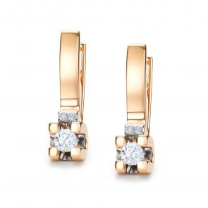 Золотые серьги АЛЬКОР с бриллиантом 26118-100 фото