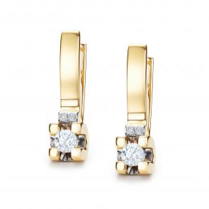 Серьги из лимонного золота АЛЬКОР с бриллиантом 26118-300 фото