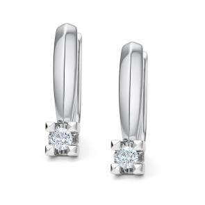 Серьги из белого золота АЛЬКОР с бриллиантом 26119-200 фото