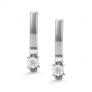 Серьги из белого золота АЛЬКОР с бриллиантом 26120-200 фото