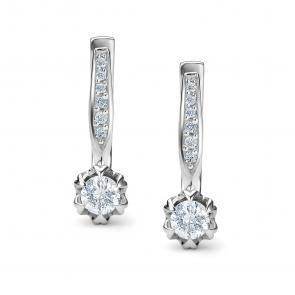 Серьги из белого золота АЛЬКОР с бриллиантом 26122-200 фото