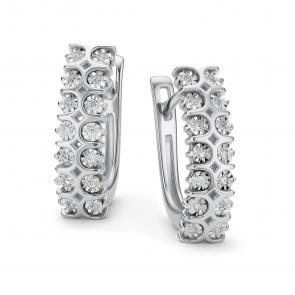 Серьги из белого золота АЛЬКОР с бриллиантом 26127-200 фото