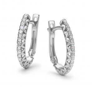 Серьги из белого золота АЛЬКОР с бриллиантом 26136-200 фото