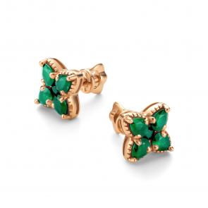 Золотые серьги АЛЬКОР с изумрудом 26138-101 фото
